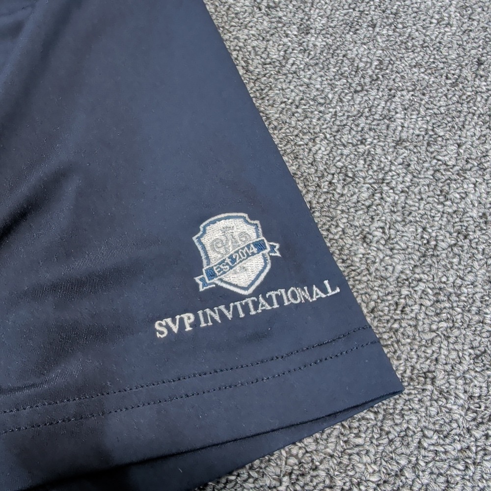 Straight Down Performance Golf Polo Men LG Navy Blue Polyester Spandex Stretch - Picture 2 of 10